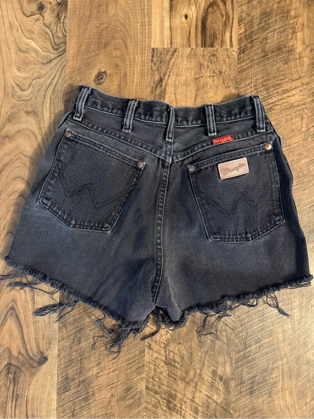 Wrangler Black Frayed Hem High-Rise Denim Shorts